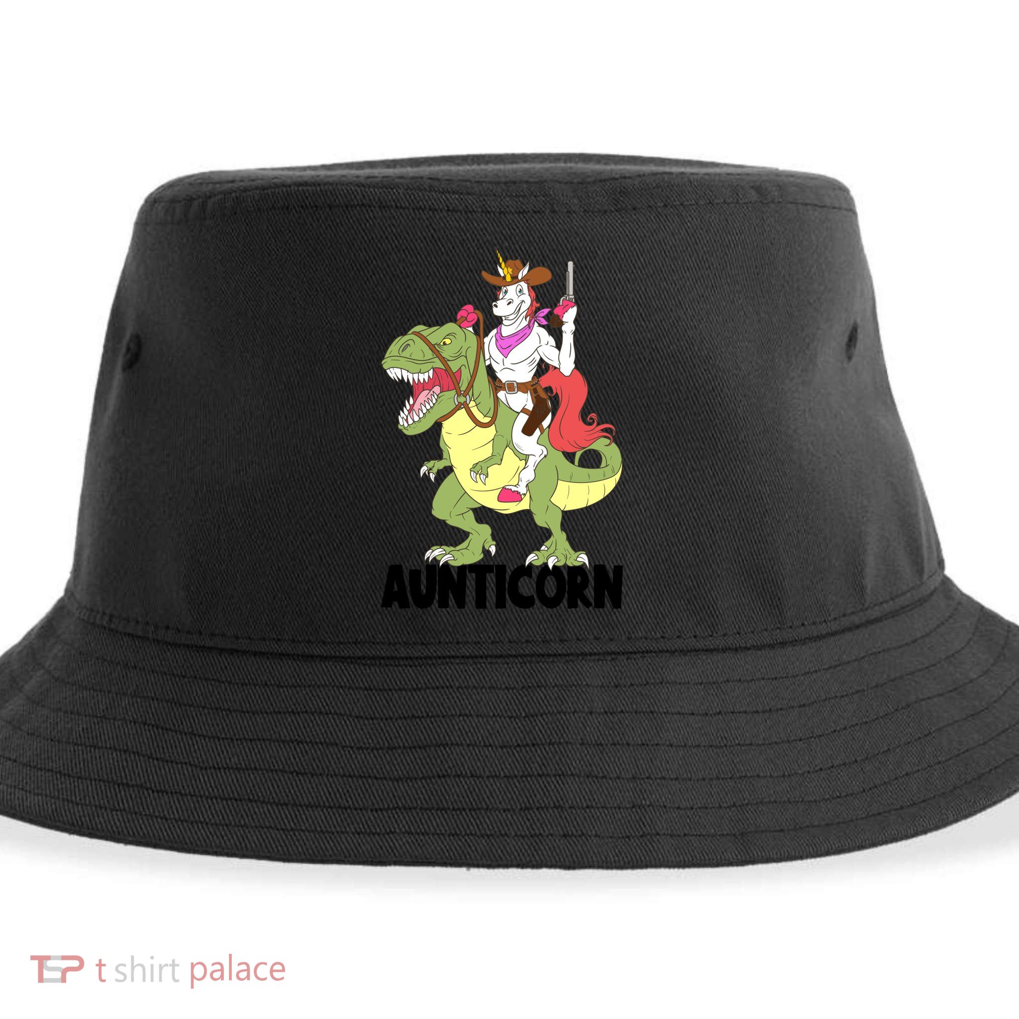 Unicorn Aunt Aunticorn Riding Dinosaur Trex Cow Sheriff Funny Gift Sustainable Bucket Hat