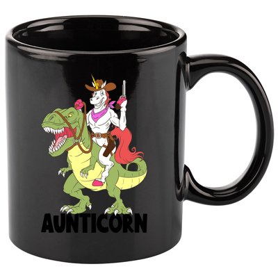 Unicorn Aunt Aunticorn Riding Dinosaur Trex Cow Sheriff Funny Gift 11oz C Handle Ceramic Mug