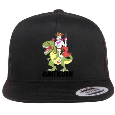 Unicorn Aunt Aunticorn Riding Dinosaur Trex Cow Sheriff Funny Gift Flatbill Hat