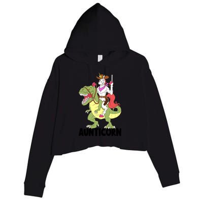 Unicorn Aunt Aunticorn Riding Dinosaur Trex Cow Sheriff Funny Gift Crop Fleece Hoodie