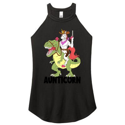 Unicorn Aunt Aunticorn Riding Dinosaur Trex Cow Sheriff Funny Gift Women's Perfect Tri Rocker Tank