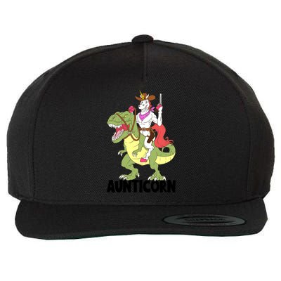 Unicorn Aunt Aunticorn Riding Dinosaur Trex Cow Sheriff Funny Gift Wool Snapback Cap