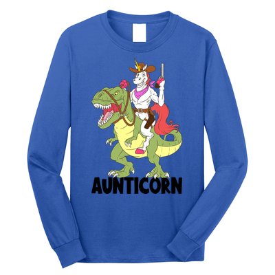 Unicorn Aunt Aunticorn Riding Dinosaur Trex Cow Sheriff Funny Gift Long Sleeve Shirt