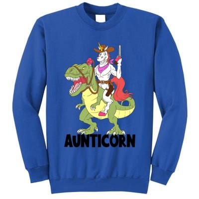 Unicorn Aunt Aunticorn Riding Dinosaur Trex Cow Sheriff Funny Gift Tall Sweatshirt