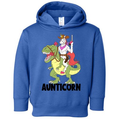 Unicorn Aunt Aunticorn Riding Dinosaur Trex Cow Sheriff Funny Gift Toddler Hoodie