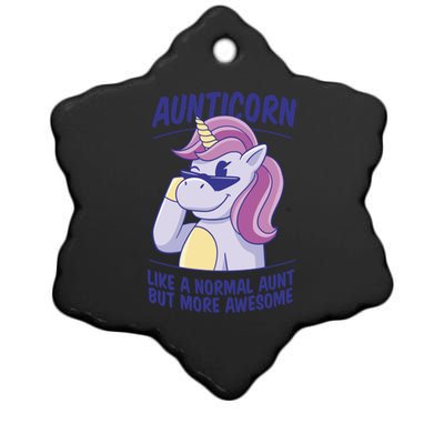 Unicorn Aunticorn Aunt Awesome Gift Ceramic Star Ornament