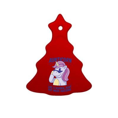 Unicorn Aunticorn Aunt Awesome Gift Ceramic Tree Ornament