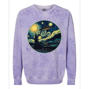 Ufo Aliens And Bigfoot Impressionist Style Novelty Uap Colorblast Crewneck Sweatshirt