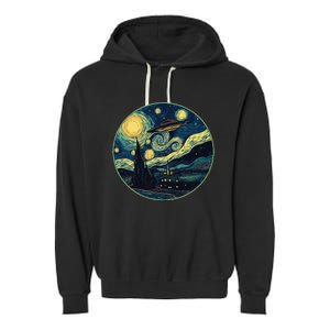 Ufo Aliens And Bigfoot Impressionist Style Novelty Uap Garment-Dyed Fleece Hoodie