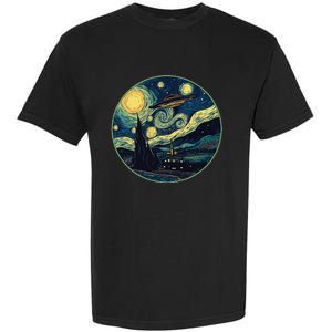 Ufo Aliens And Bigfoot Impressionist Style Novelty Uap Garment-Dyed Heavyweight T-Shirt