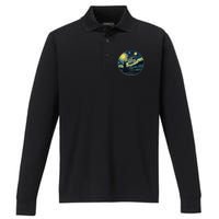 Ufo Aliens And Bigfoot Impressionist Style Novelty Uap Performance Long Sleeve Polo