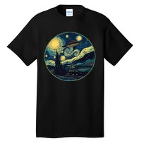 Ufo Aliens And Bigfoot Impressionist Style Novelty Uap Tall T-Shirt