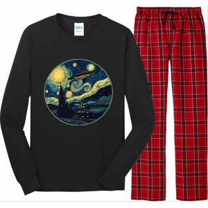 Ufo Aliens And Bigfoot Impressionist Style Novelty Uap Long Sleeve Pajama Set