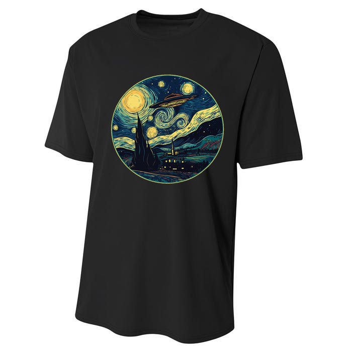 Ufo Aliens And Bigfoot Impressionist Style Novelty Uap Performance Sprint T-Shirt