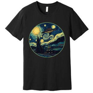 Ufo Aliens And Bigfoot Impressionist Style Novelty Uap Premium T-Shirt