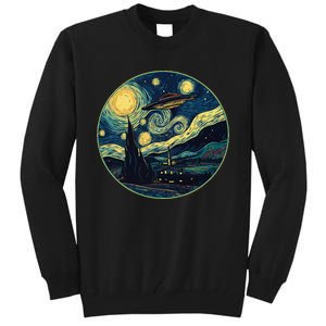 Ufo Aliens And Bigfoot Impressionist Style Novelty Uap Tall Sweatshirt