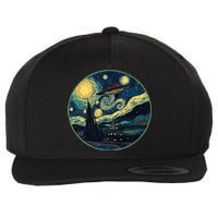 Ufo Aliens And Bigfoot Impressionist Style Novelty Uap Wool Snapback Cap