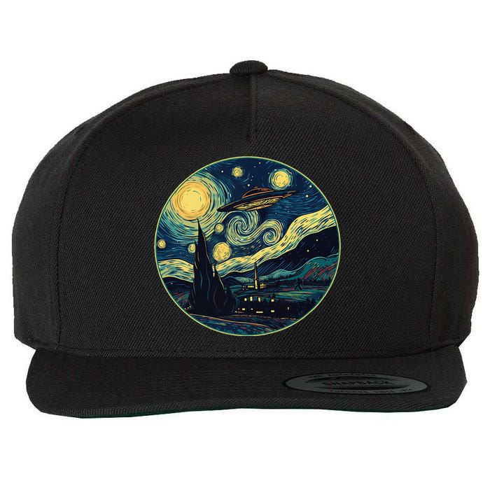 Ufo Aliens And Bigfoot Impressionist Style Novelty Uap Wool Snapback Cap