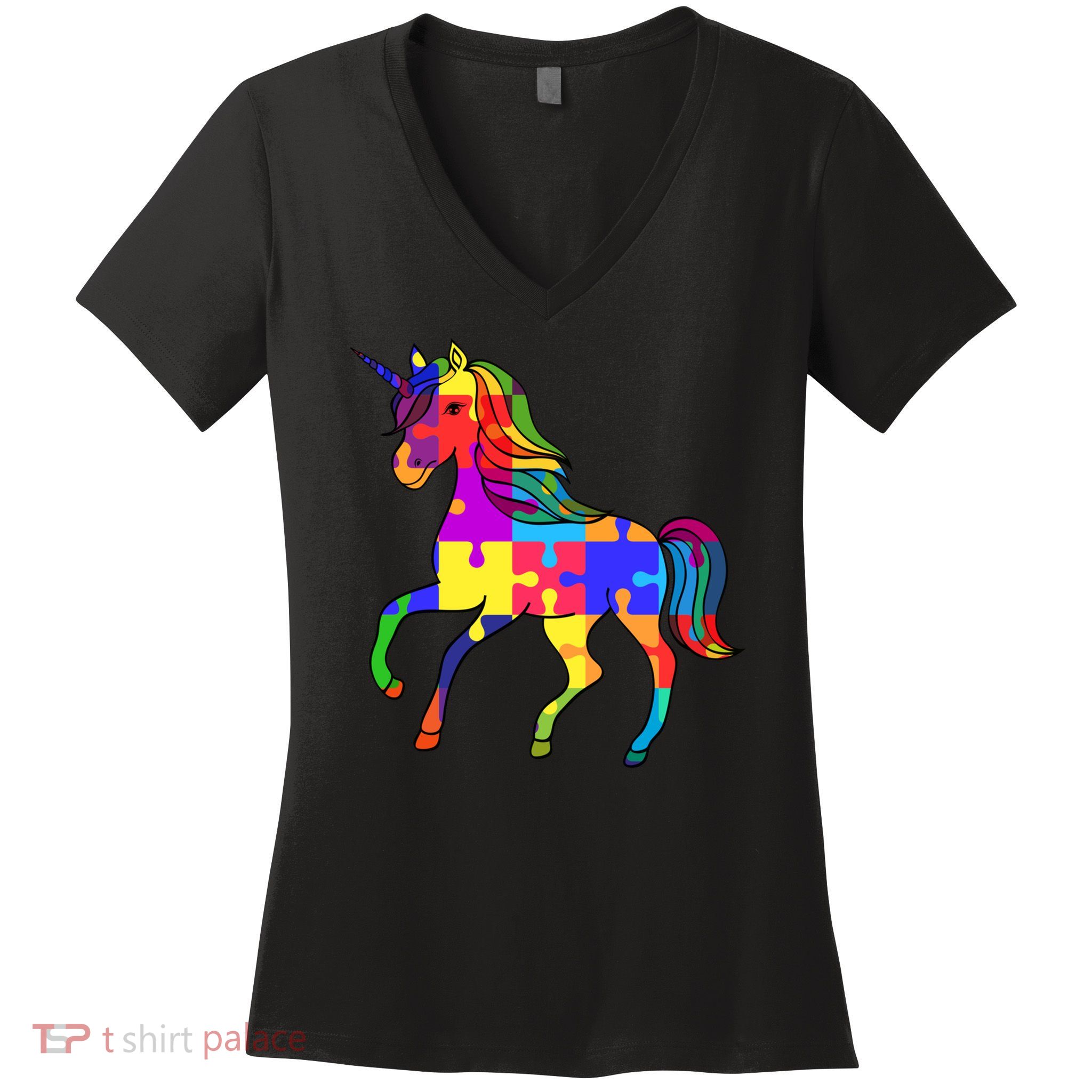Unicorn Autism Awearness Spectrum Disorder Cool Gift Women's V-Neck T-Shirt