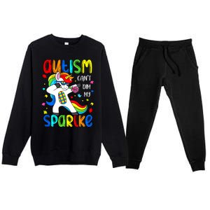 Unicorn Autism Awareness Funny Autism Cant Dim My Premium Crewneck Sweatsuit Set