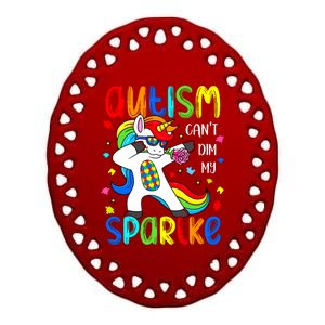 Unicorn Autism Awareness Funny Autism Cant Dim My Ceramic Oval Ornament