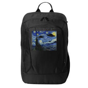 Ufo Alien Abduction Starry Night Van Gogh Painting City Backpack