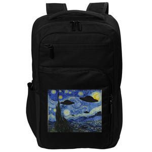 Ufo Alien Abduction Starry Night Van Gogh Painting Impact Tech Backpack