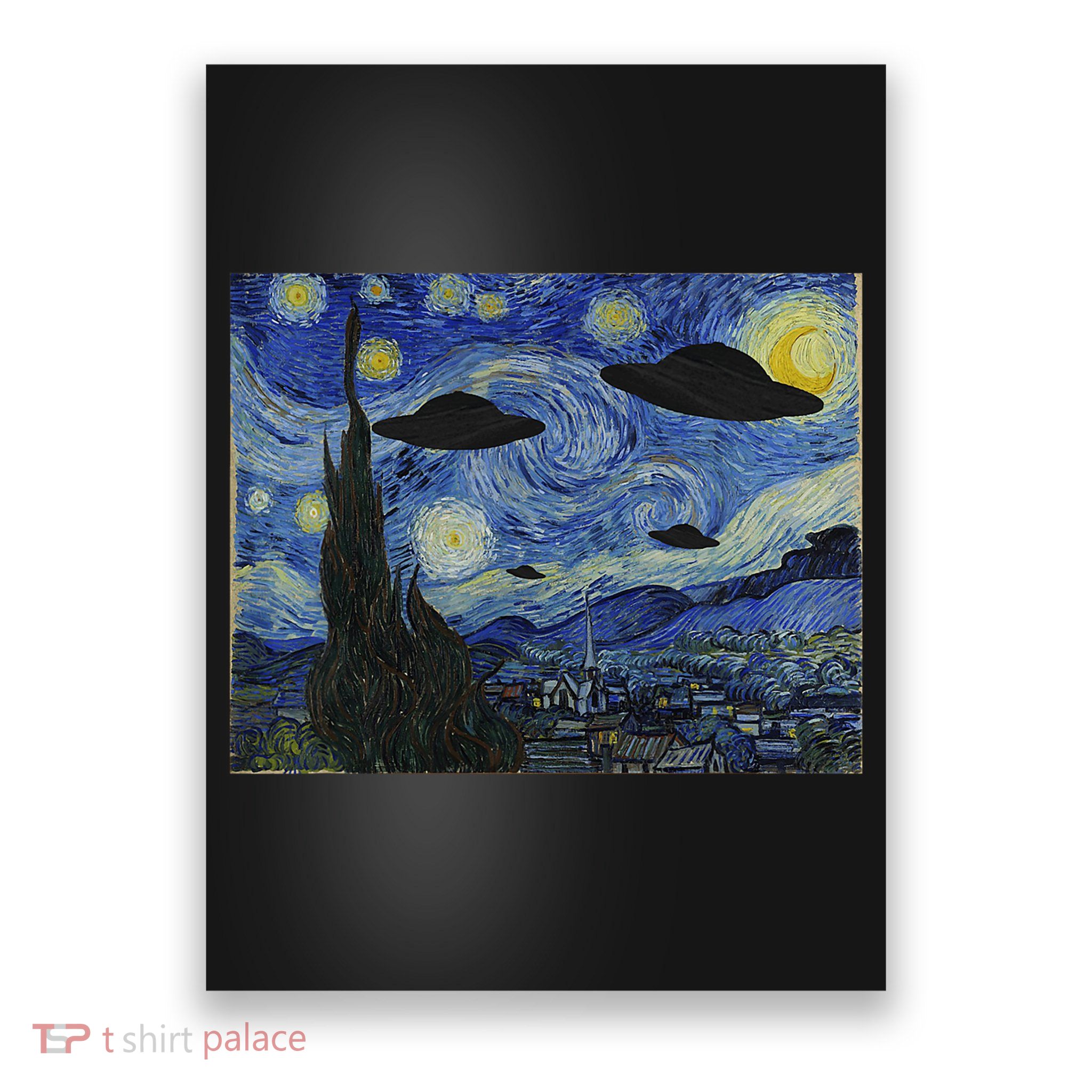 Ufo Alien Abduction Starry Night Van Gogh Painting Poster