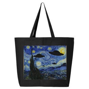 Ufo Alien Abduction Starry Night Van Gogh Painting 25L Jumbo Tote