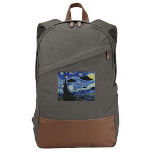 Ufo Alien Abduction Starry Night Van Gogh Painting Cotton Canvas Backpack