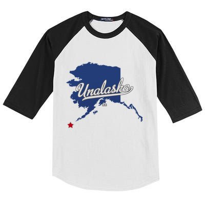 Unalaska Alaska Ak Map Kids Colorblock Raglan Jersey