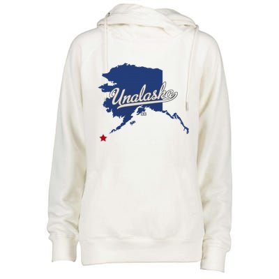 Unalaska Alaska Ak Map Womens Funnel Neck Pullover Hood