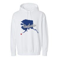Unalaska Alaska Ak Map Garment-Dyed Fleece Hoodie