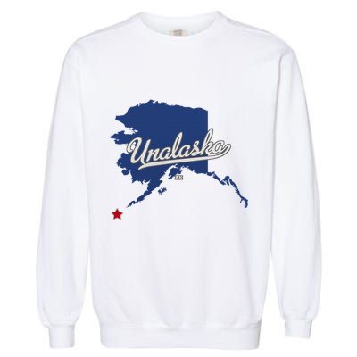 Unalaska Alaska Ak Map Garment-Dyed Sweatshirt