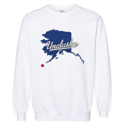 Unalaska Alaska Ak Map Garment-Dyed Sweatshirt