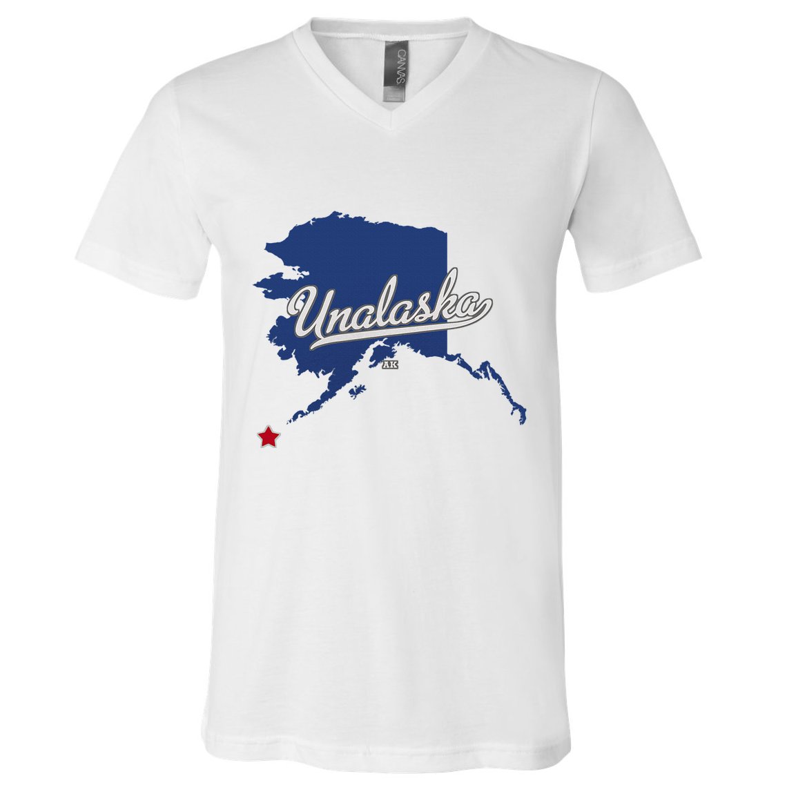 Unalaska Alaska Ak Map V-Neck T-Shirt
