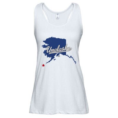 Unalaska Alaska Ak Map Ladies Essential Flowy Tank