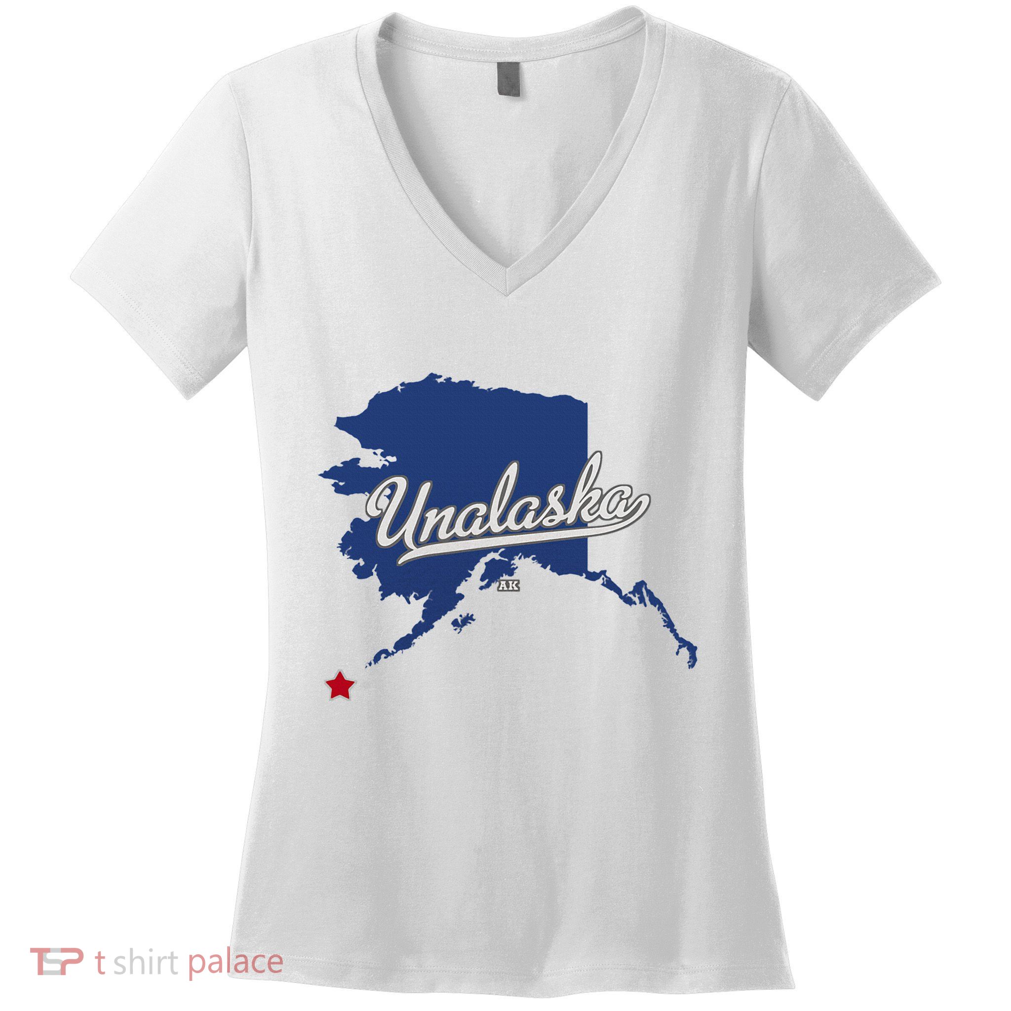 Unalaska Alaska Ak Map Women's V-Neck T-Shirt