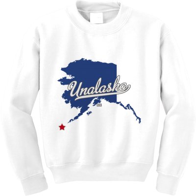 Unalaska Alaska Ak Map Kids Sweatshirt