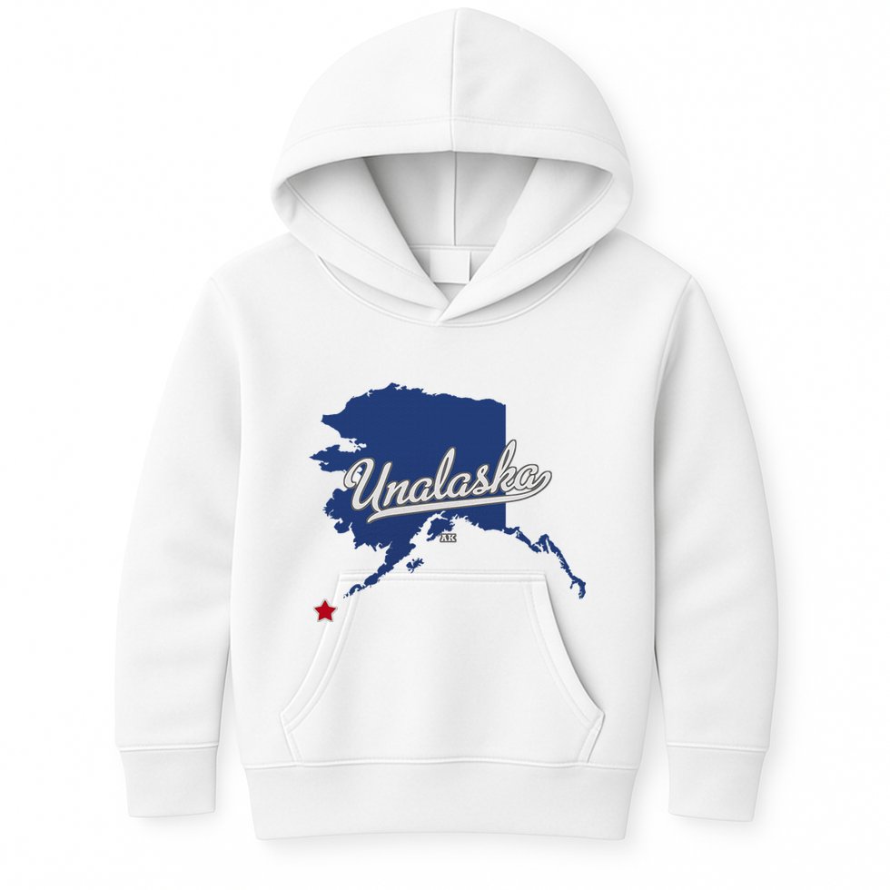 Unalaska Alaska Ak Map Kids Hoodie
