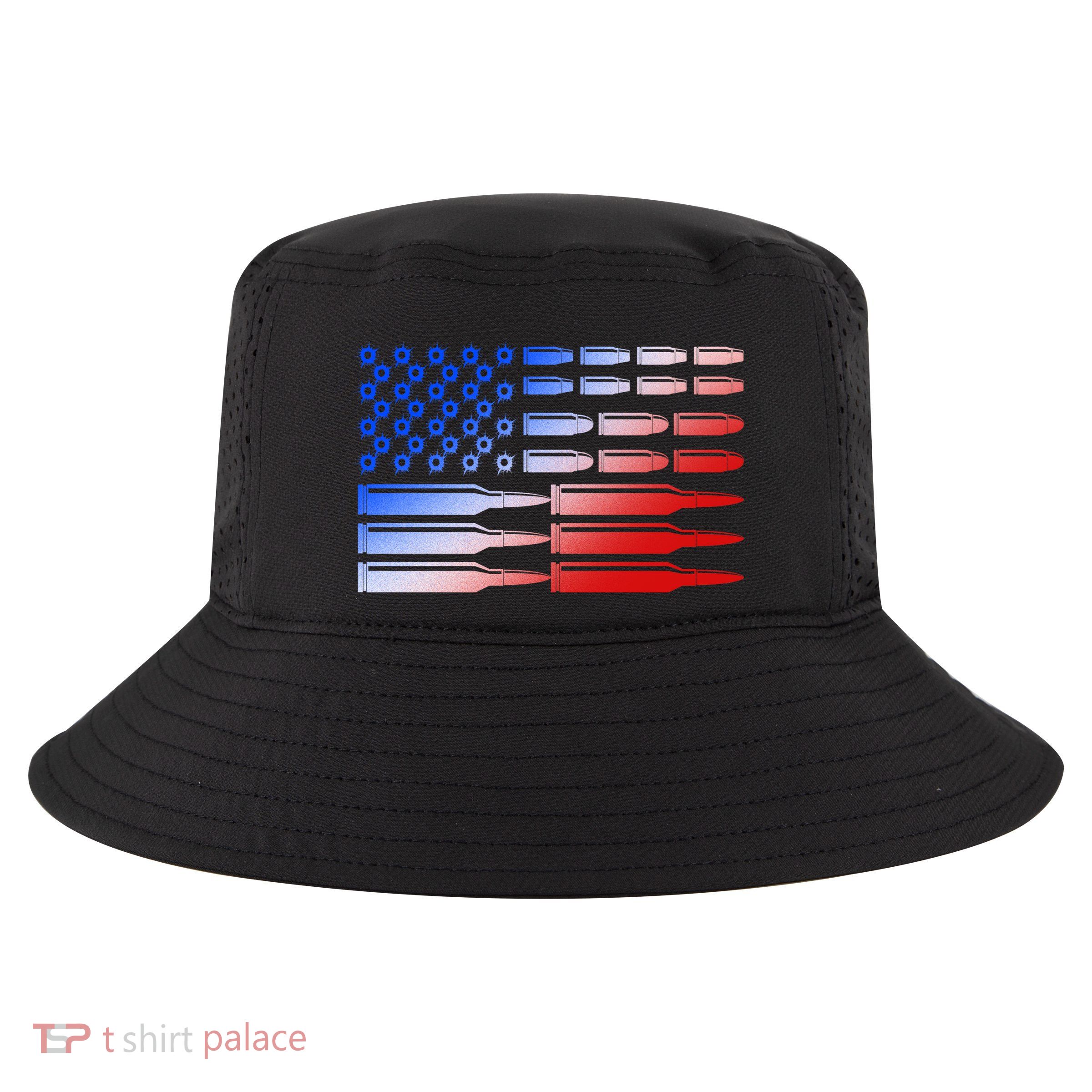 USA American Bullet Flag Cool Comfort Performance Bucket Hat