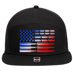 USA American Bullet Flag 7 Panel Mesh Trucker Snapback Hat