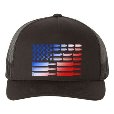 USA American Bullet Flag Yupoong Adult 5-Panel Trucker Hat