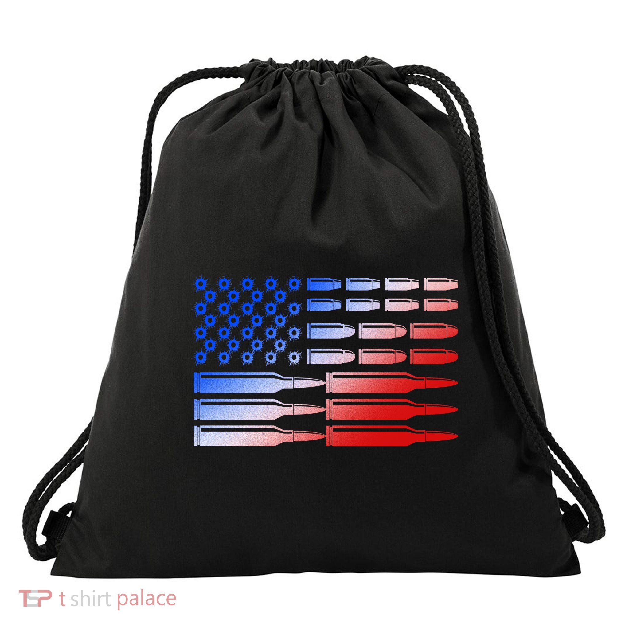 USA American Bullet Flag Drawstring Bag