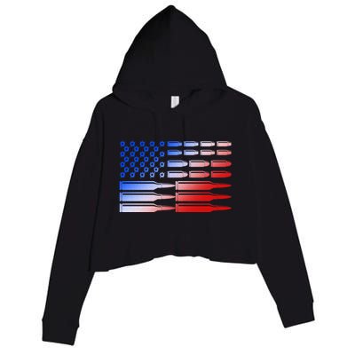 USA American Bullet Flag Crop Fleece Hoodie