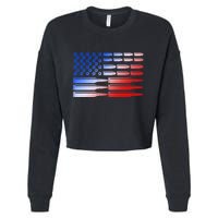USA American Bullet Flag Cropped Pullover Crew