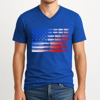 USA American Bullet Flag V-Neck T-Shirt