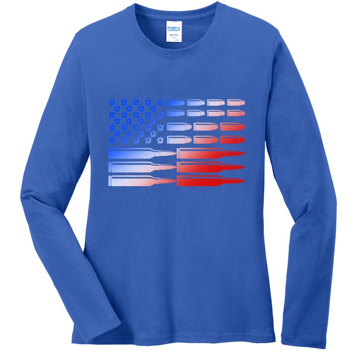 USA American Bullet Flag Ladies Long Sleeve Shirt