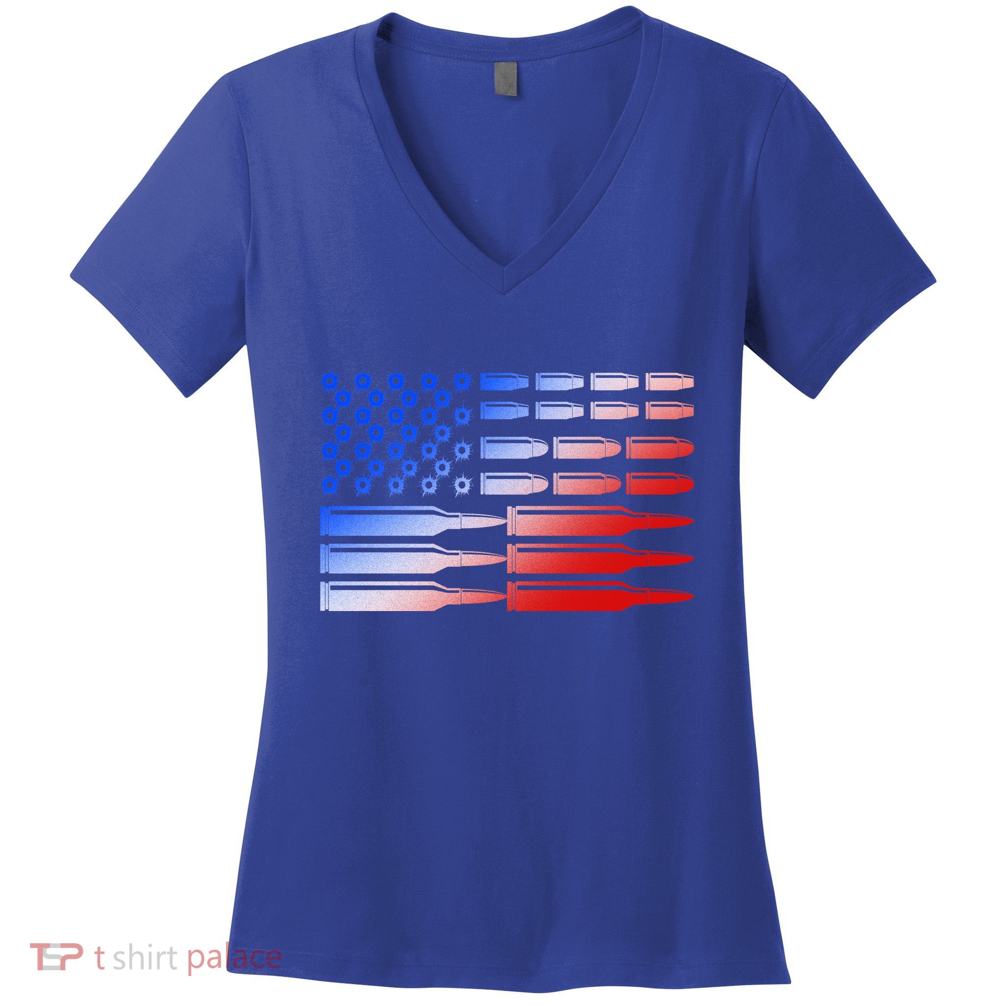 USA American Bullet Flag Women's V-Neck T-Shirt