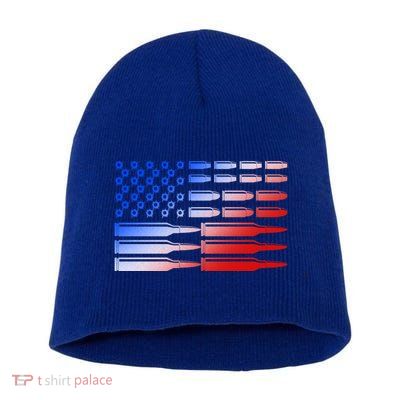 USA American Bullet Flag Short Acrylic Beanie